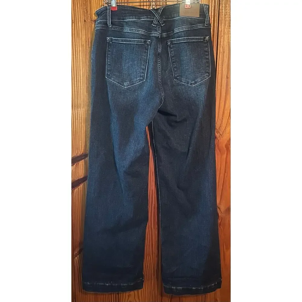 Judy Blue HIGH SOCIETY High-Waist Trouser Leg Jeans EUC Size 13/31 - Picture 3 of 4